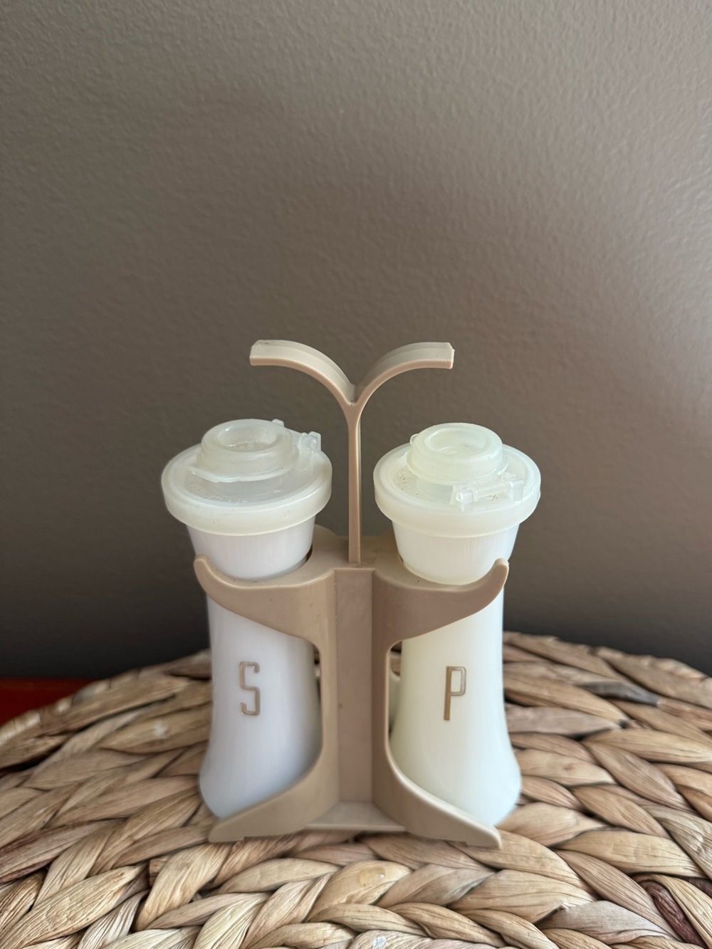 Vintage Tupperware Salt Pepper Shakers Caddy, MCM Atomic Space Age, Retro Kitche
